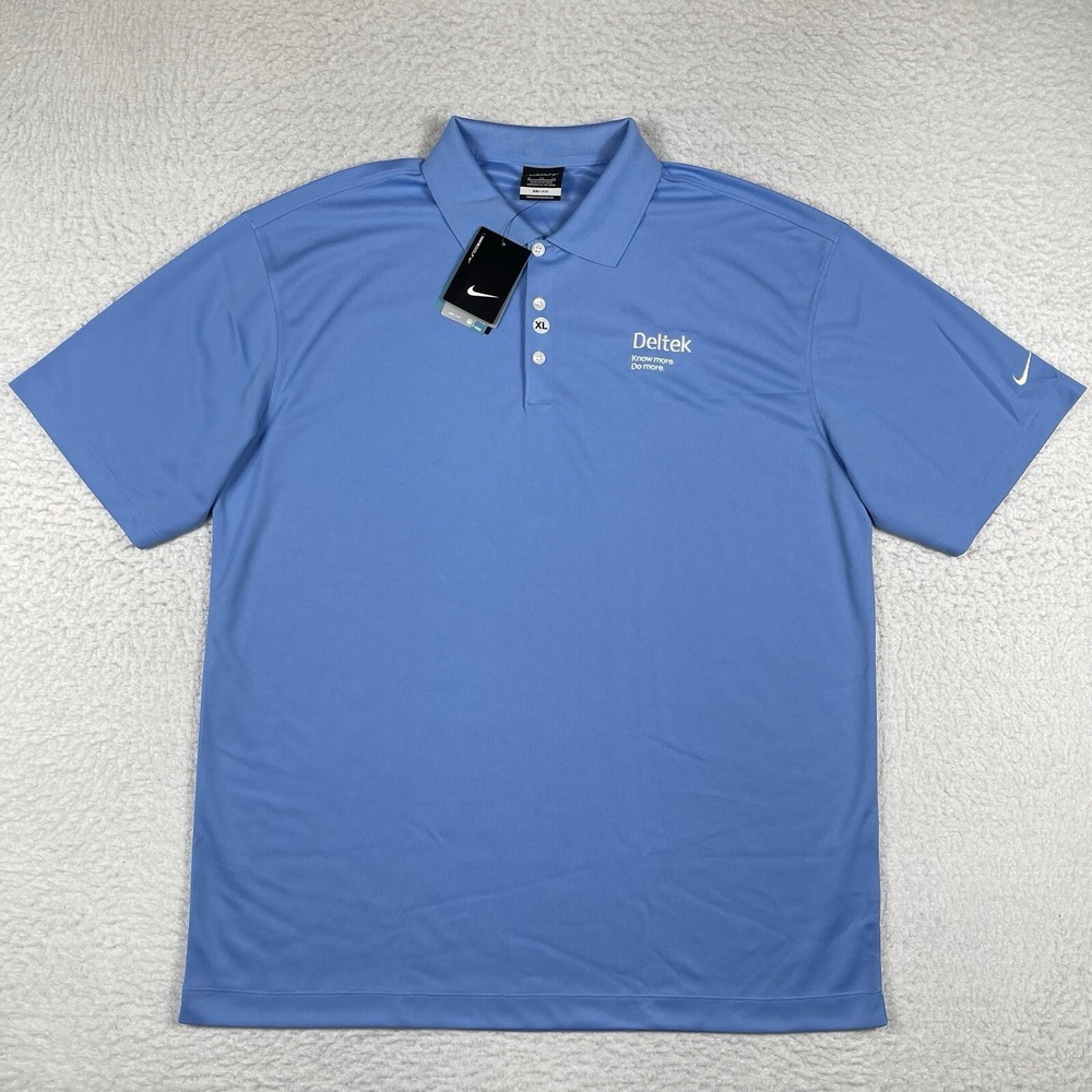 Nike Polo Shirt Mens XL Blue Dri Fit Golf Preppy Workwear Office Travel Active